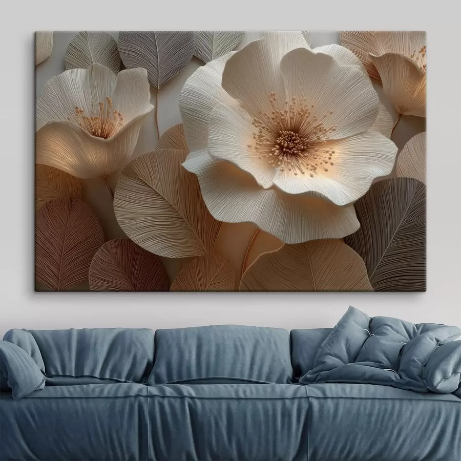  Peintures Des fleurs et des feuilles superposées dans des tons chauds s49218