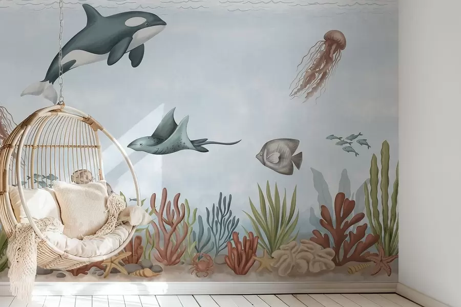 Fotobehang Zeedieren tussen koralen en zeewier w05545