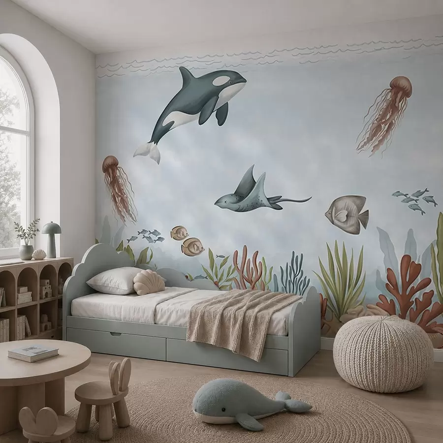Fotobehang Zeedieren tussen koralen en zeewier w05545