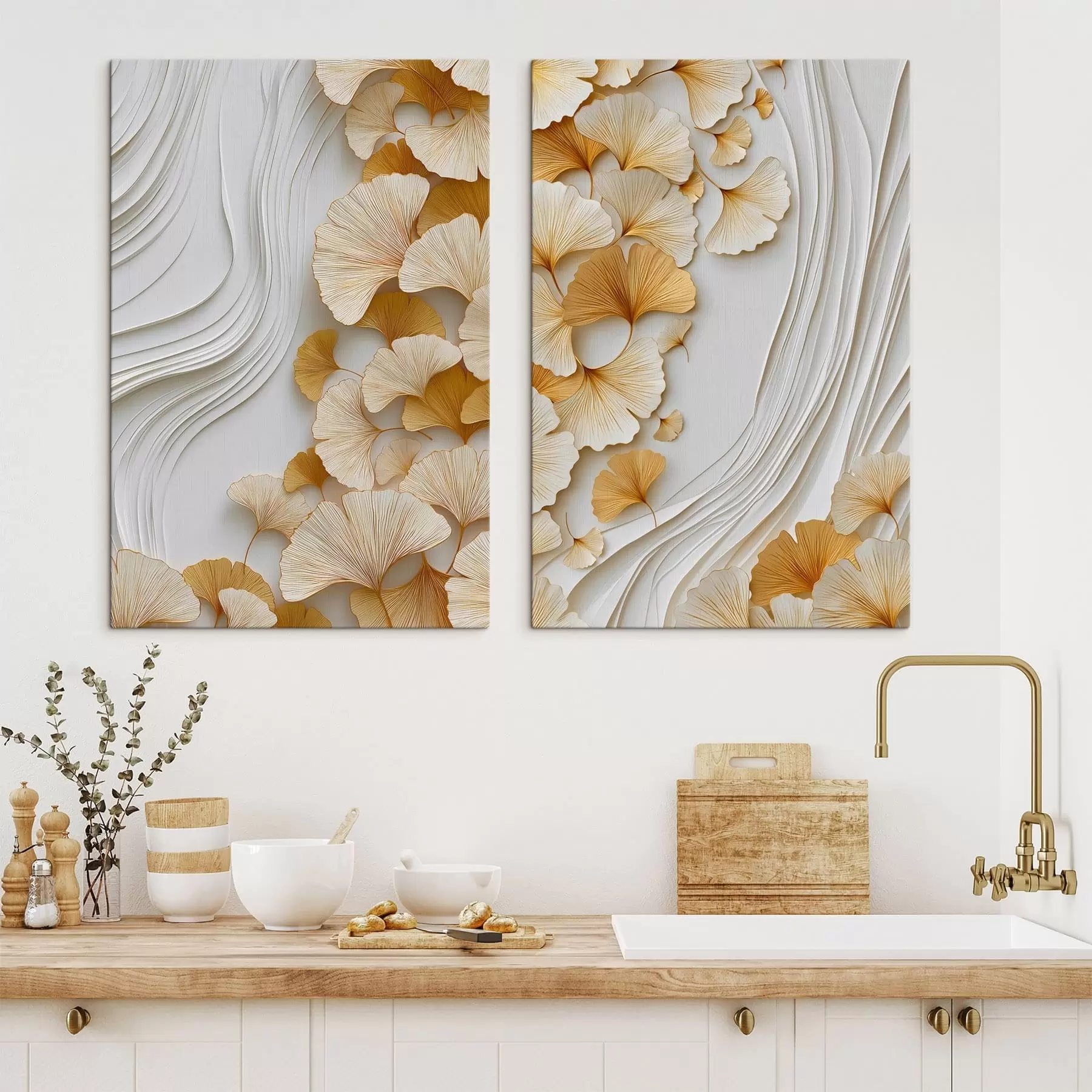  Peintures Une abstraction avec des feuilles de ginkgo m30396