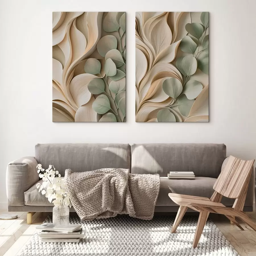  Peintures Abstraction avec une branche feuillue m30463