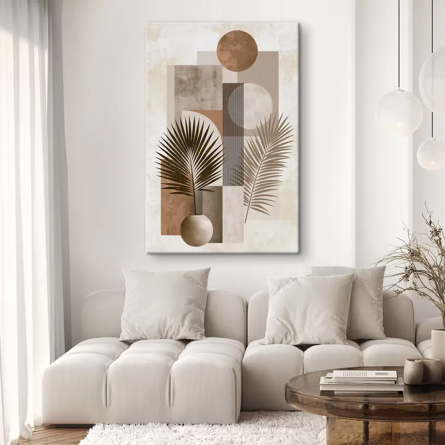  Peintures Une composition abstraite composée de feuilles et de formes géométriques s49120