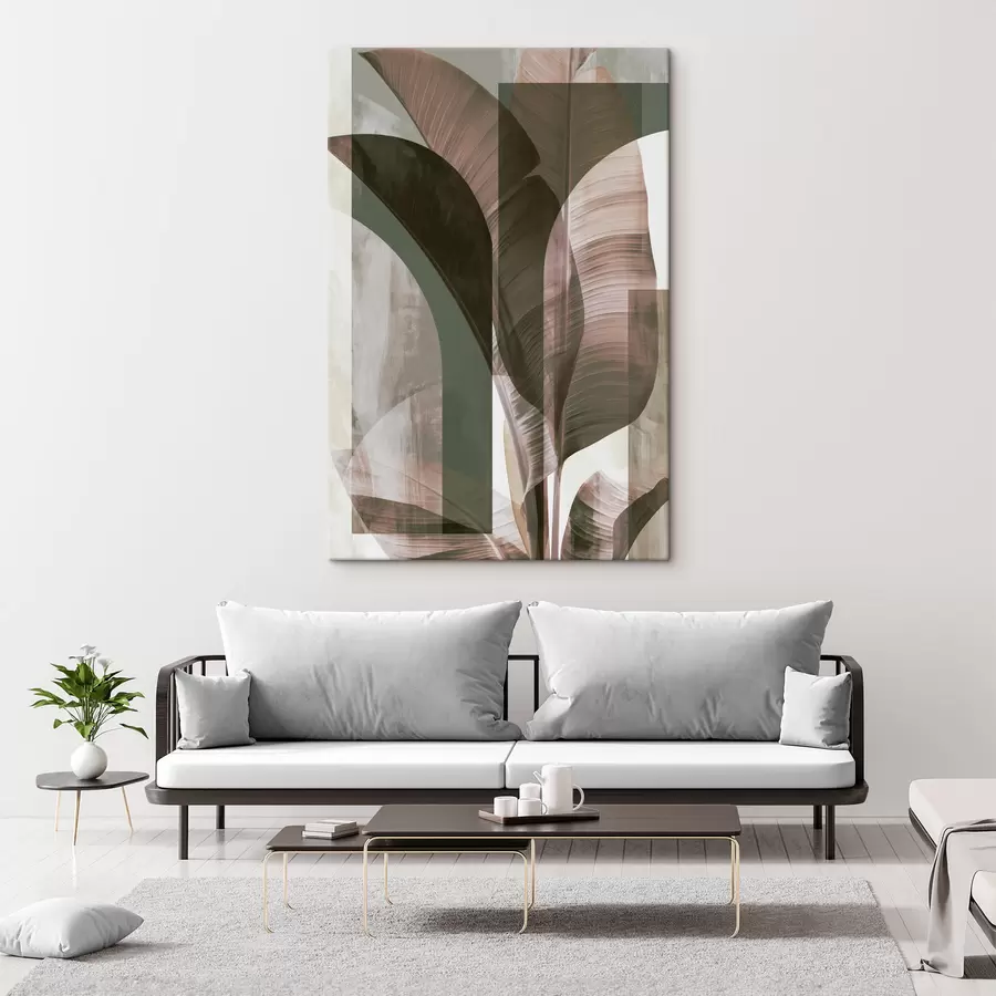  Peintures Abstraction avec des feuilles tropicales s49124
