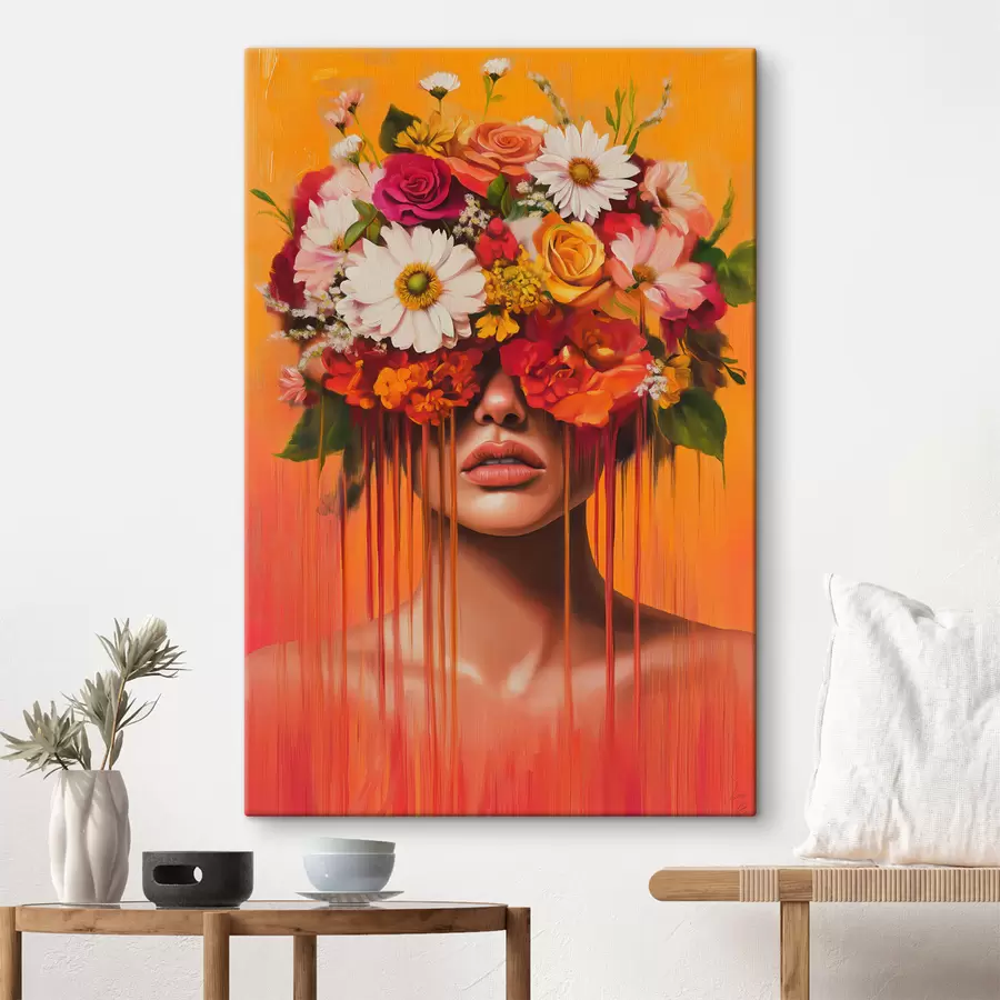  Peintures Une jeune fille aux fleurs s49259