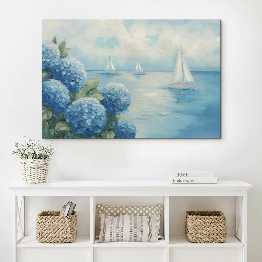  Peintures Paysage marin aux hortensias s49276