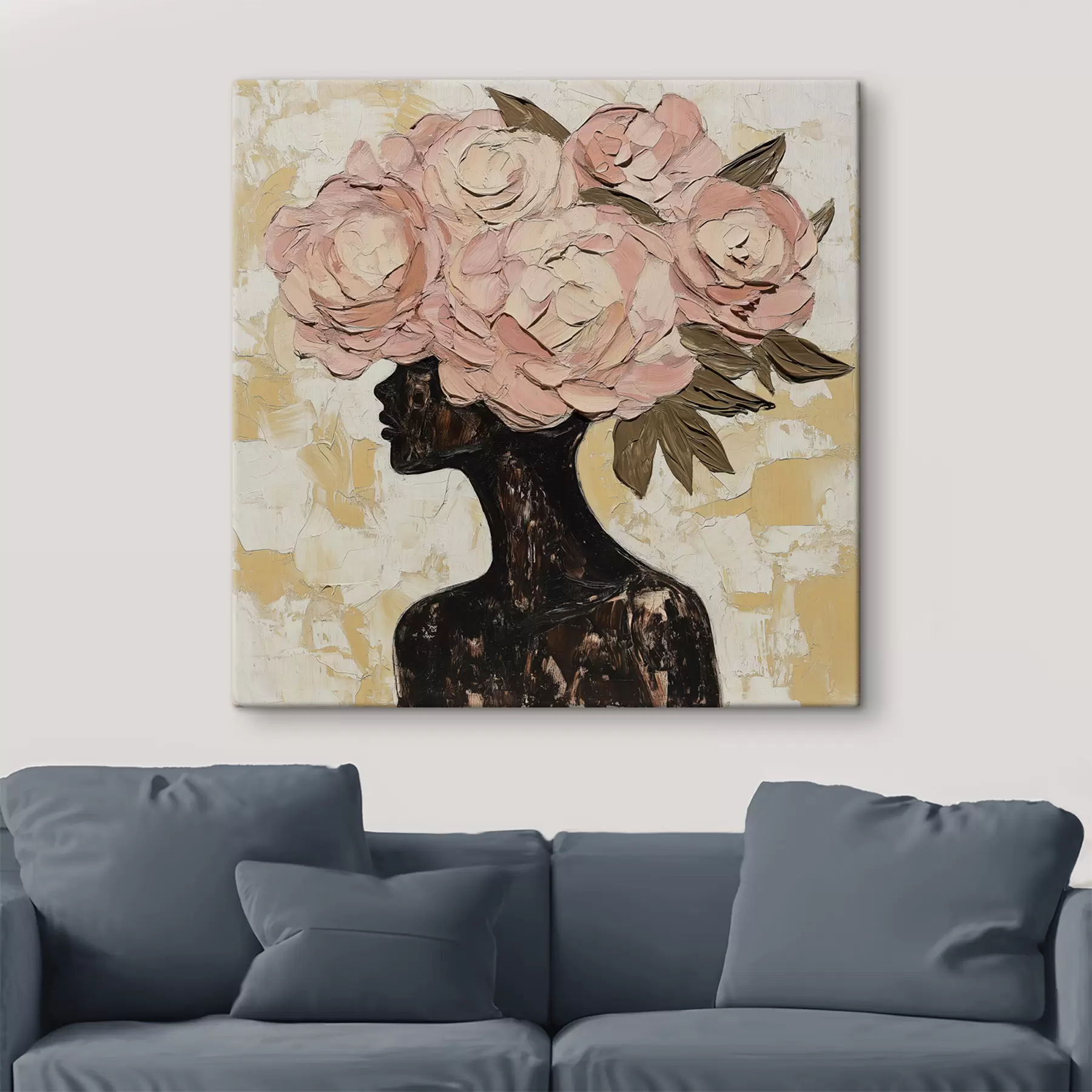 Peintures Une jeune fille aux fleurs s49286