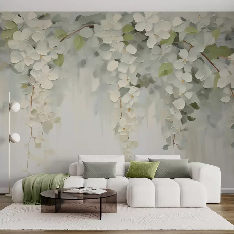Papier peint photo Peinture abstraite représentant des fleurs suspendues w05641