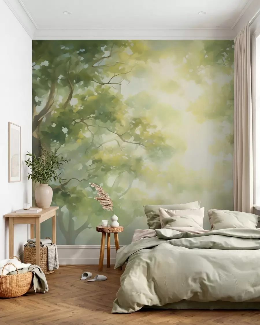Fotobehang Schilderij met een abstracte imitatie van boomtakken w05588