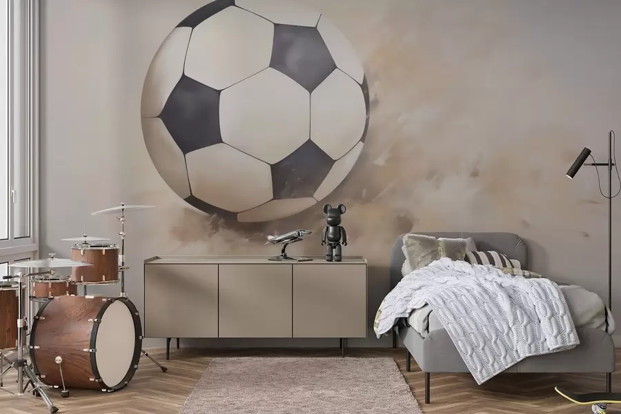 Fotobehang Schilderij in de stijl van een voetbal w05640