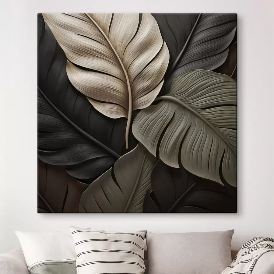  Peintures Grandes feuilles, image plane, imitation de coups de pinceau en relief s49082