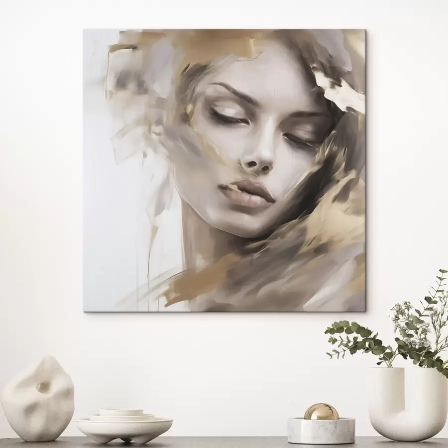  Schilderijen Abstract portret van een meisje, schilderijimitatie s49131