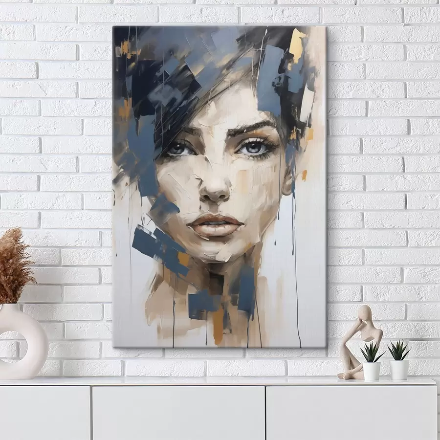  Schilderijen Abstract portret van een meisje, schilderijimitatie s49141