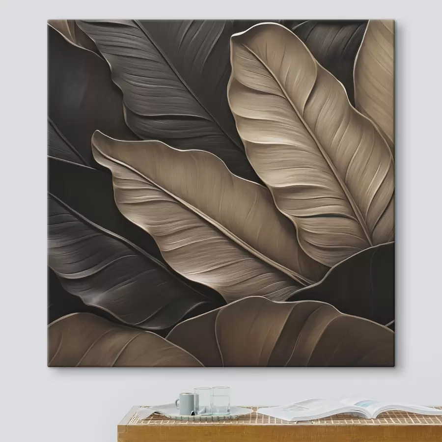  Peintures Feuilles, image plane, imitation de coups de pinceau en relief s49143