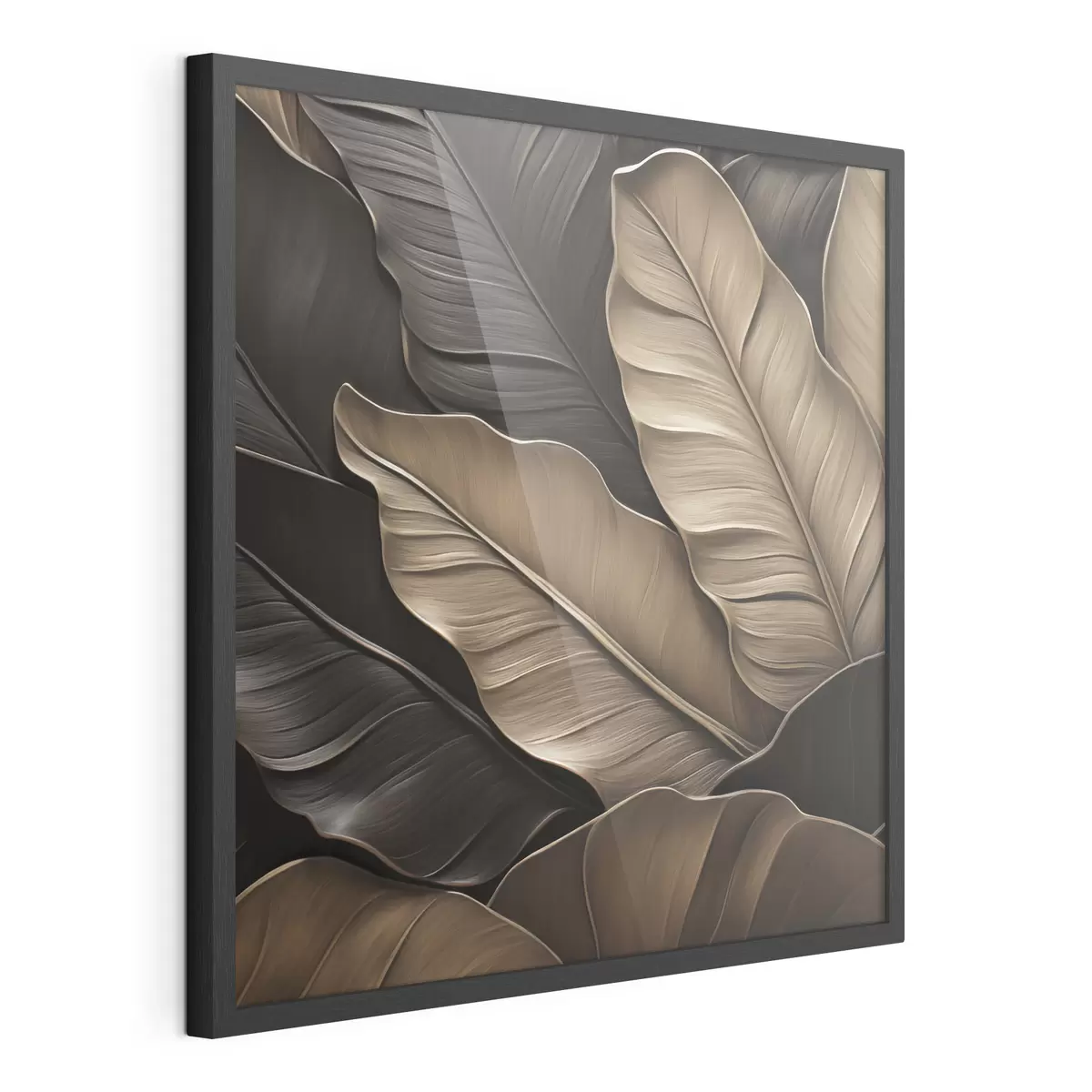 Affiche Feuilles, image plane, imitation de coups de pinceau en relief f49143