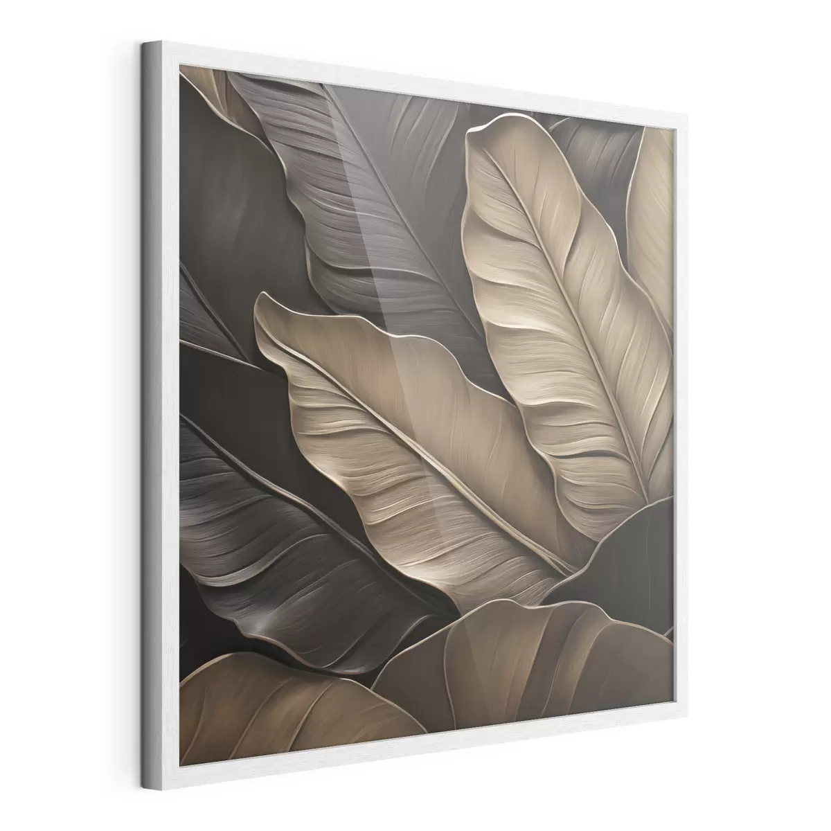 Affiche Feuilles, image plane, imitation de coups de pinceau en relief f49143