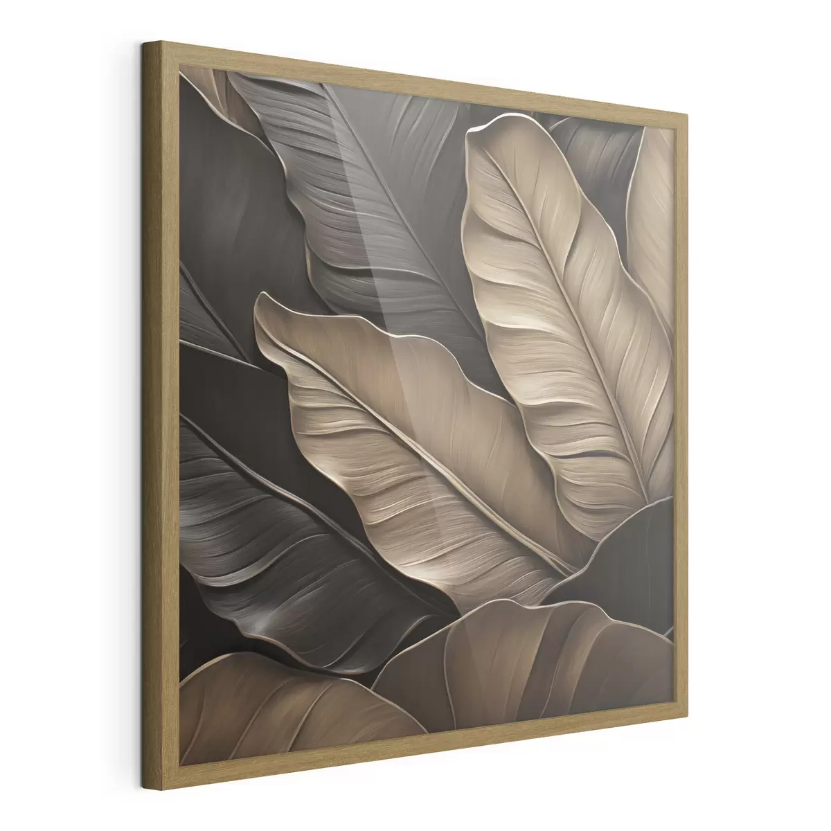Affiche Feuilles, image plane, imitation de coups de pinceau en relief f49143