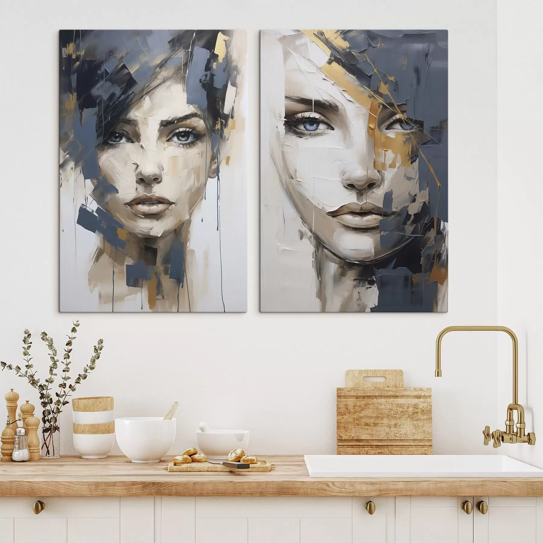  Peintures Portrait abstrait d'une jeune fille, imitation de peinture m30521