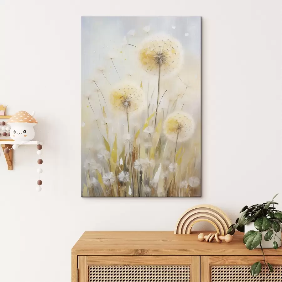 Fotobehang Paardenbloemen, schilderij in imitatietechniek s49295
