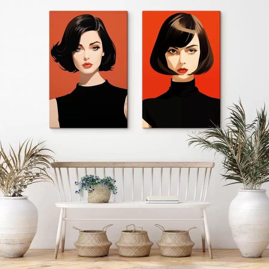  Schilderijen Modern brunette-duo m30502