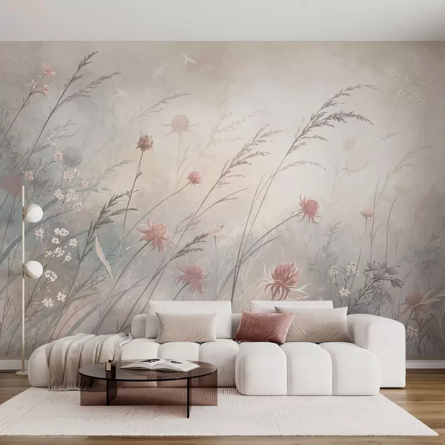 Fotobehang Lichte veldbloemen in een luchtige compositie w05538v2