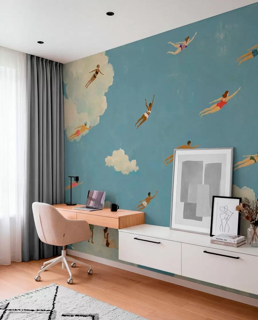 Fotobehang Zwemmen door de wolken w05628