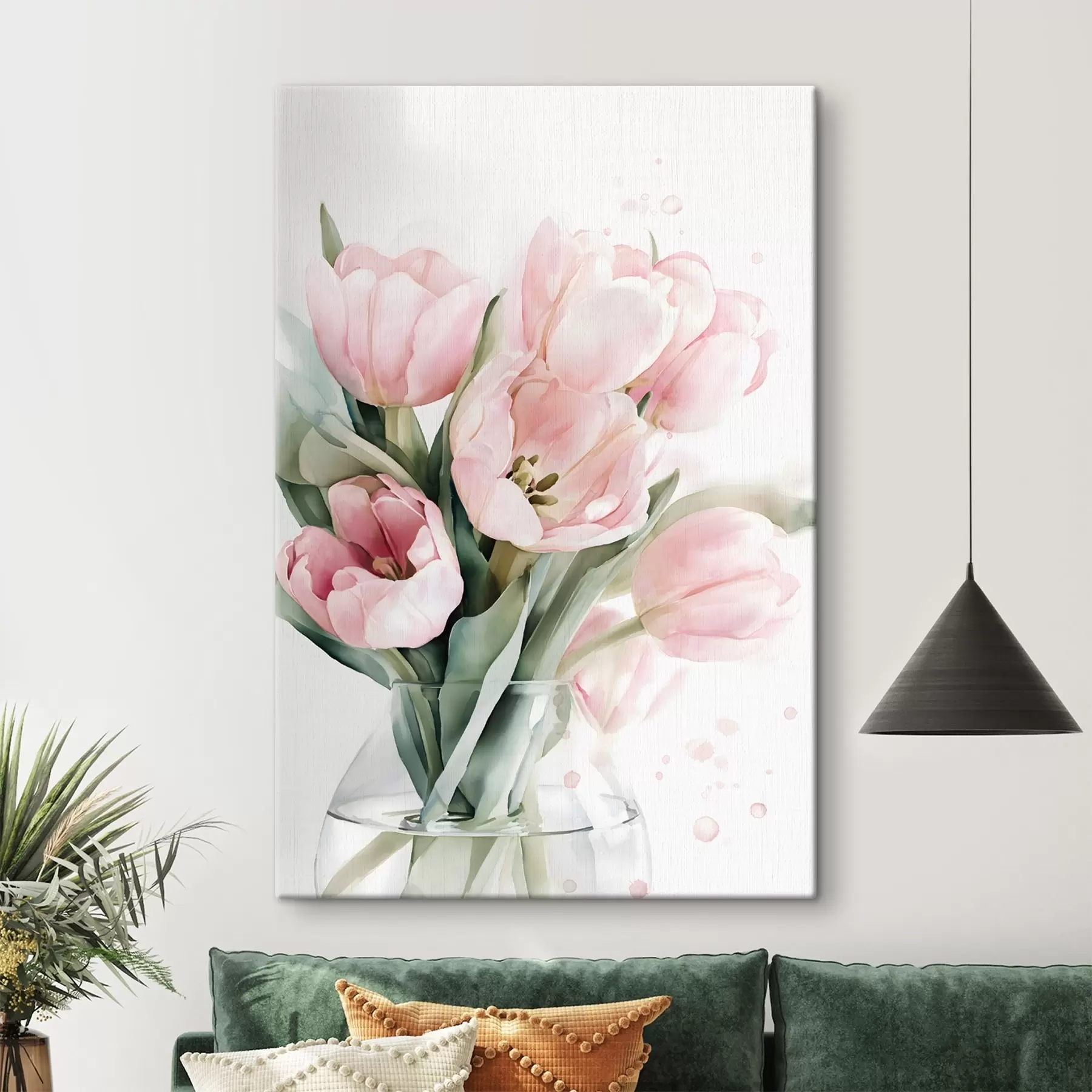  Schilderijen Delicate roze tulpen in aquarelstijl s49225