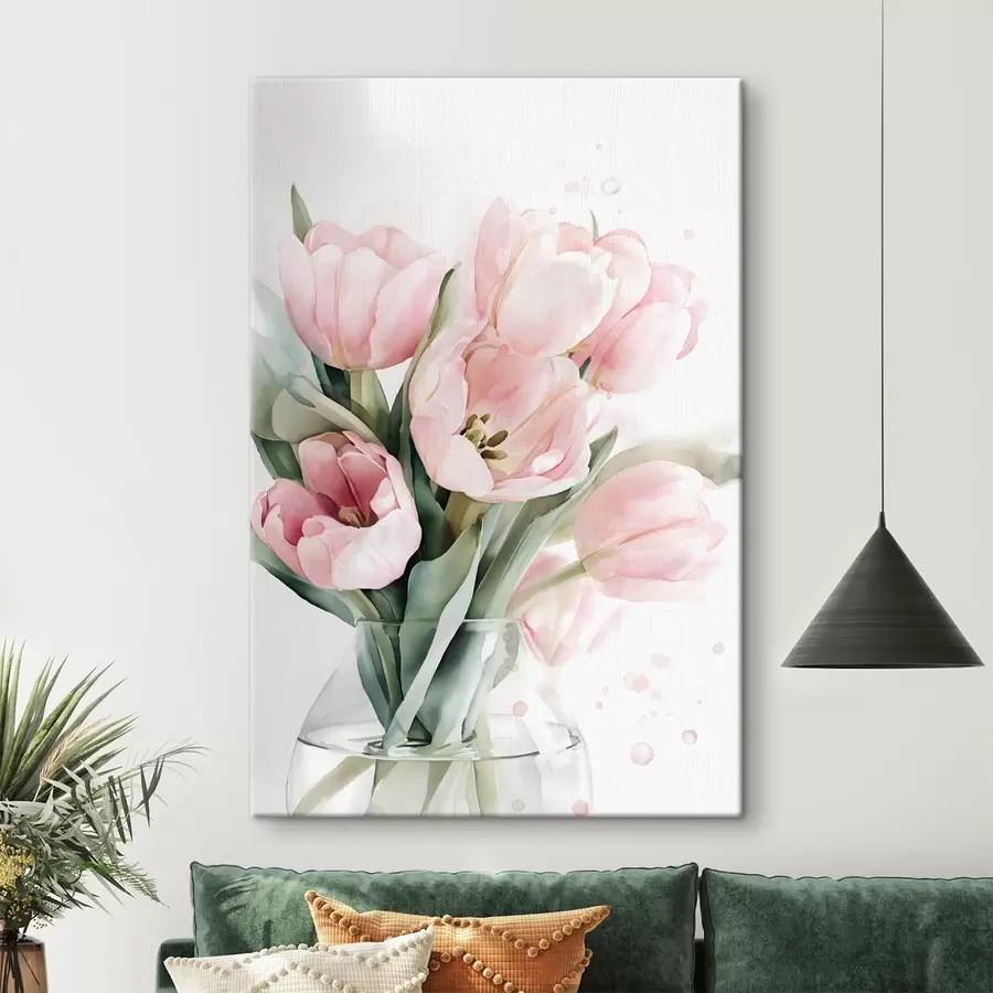  Schilderijen Delicate roze tulpen in aquarelstijl s49225