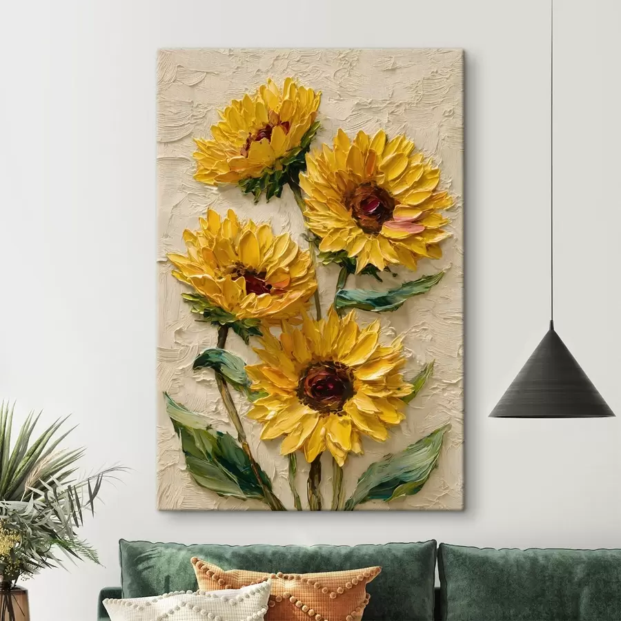  Peintures Des tournesols luxuriants peints dans un style impasto s49232