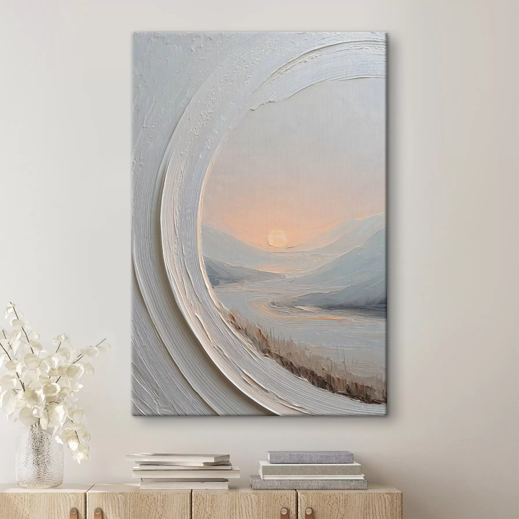  Peintures Une peinture de paysage dans un cadre rond s49235