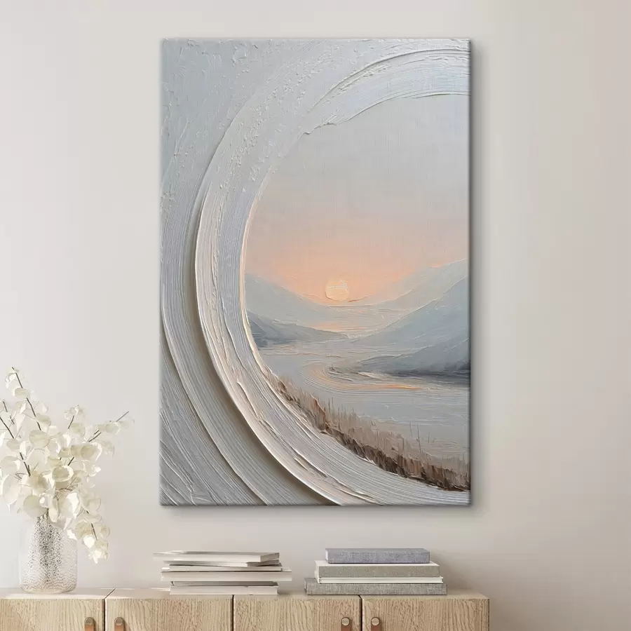  Peintures Une peinture de paysage dans un cadre rond s49235
