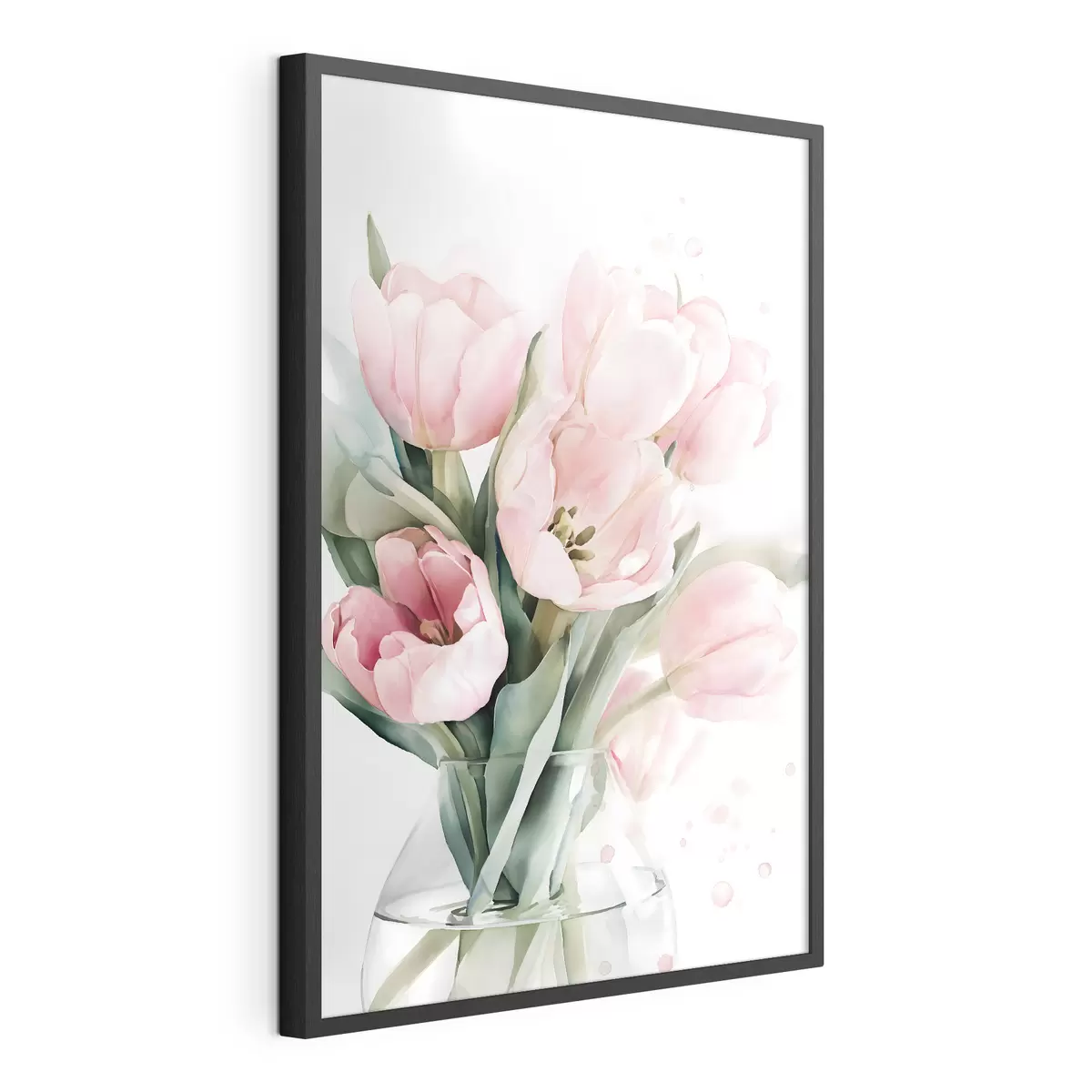 Affiche De délicates tulipes roses dans un style aquarelle f49225