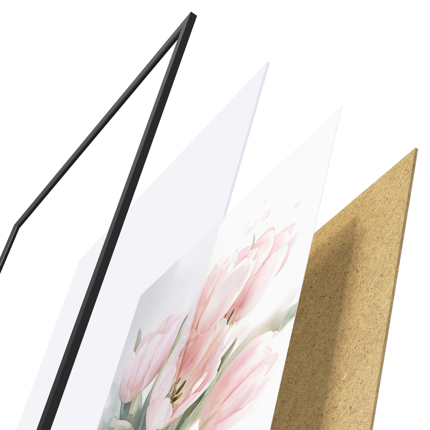 Affiche De délicates tulipes roses dans un style aquarelle f49225