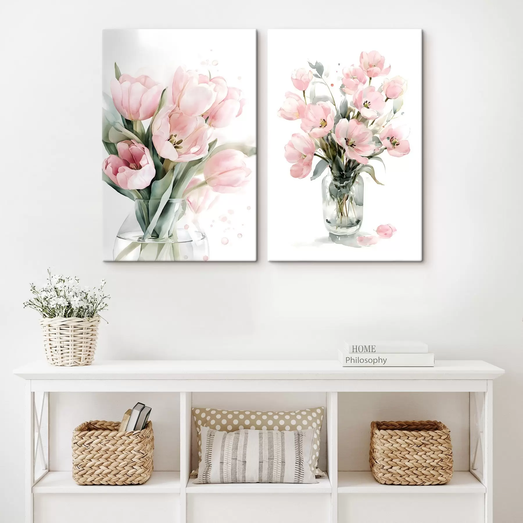 Schilderijen Delicate roze tulpen in aquarelstijl m30531