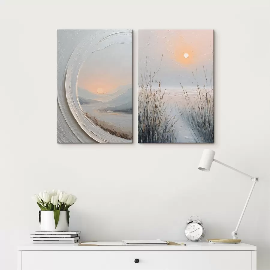  Schilderijen Een paar mistige zonsondergangen m30536