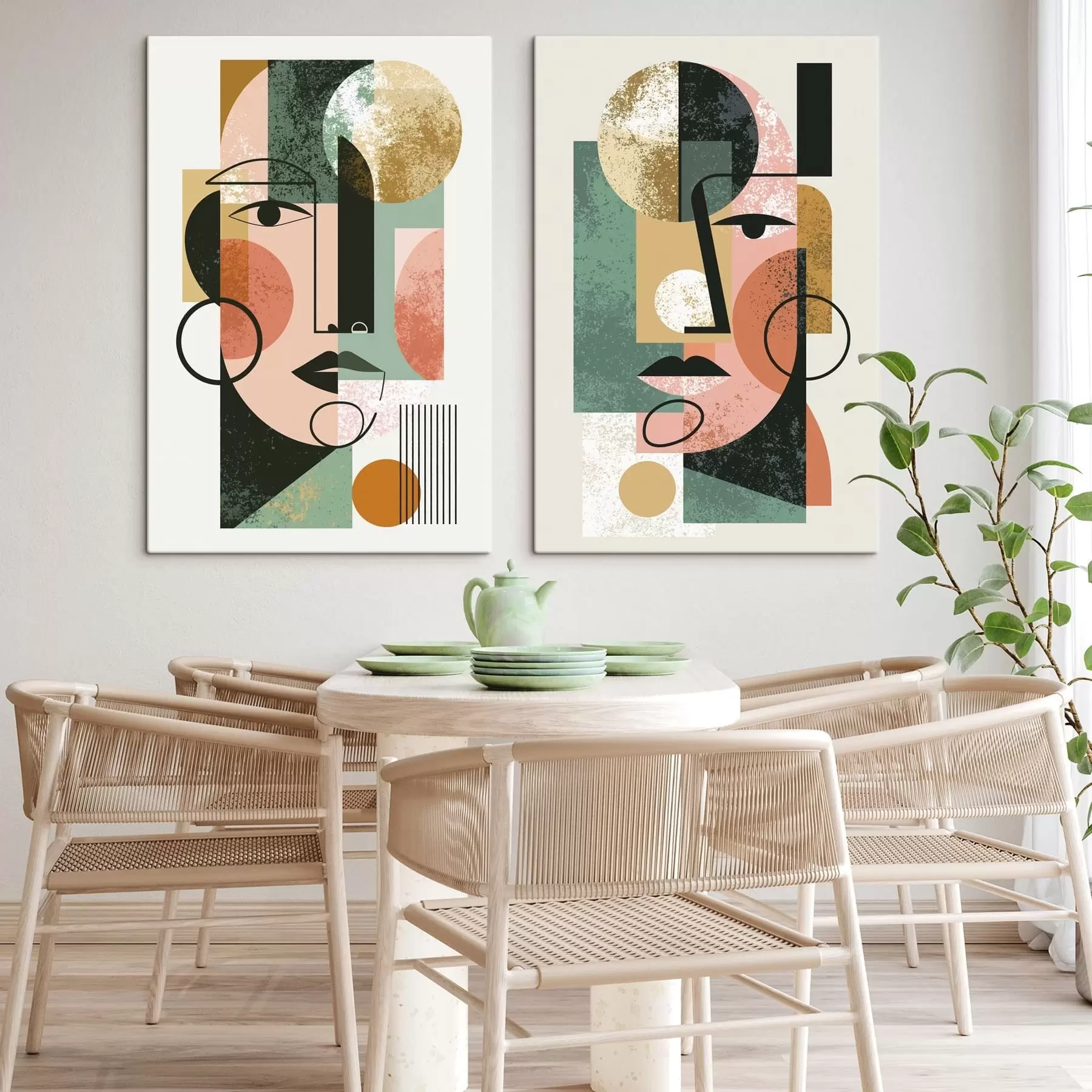  Peintures Portraits abstraits aux formes géométriques m30465