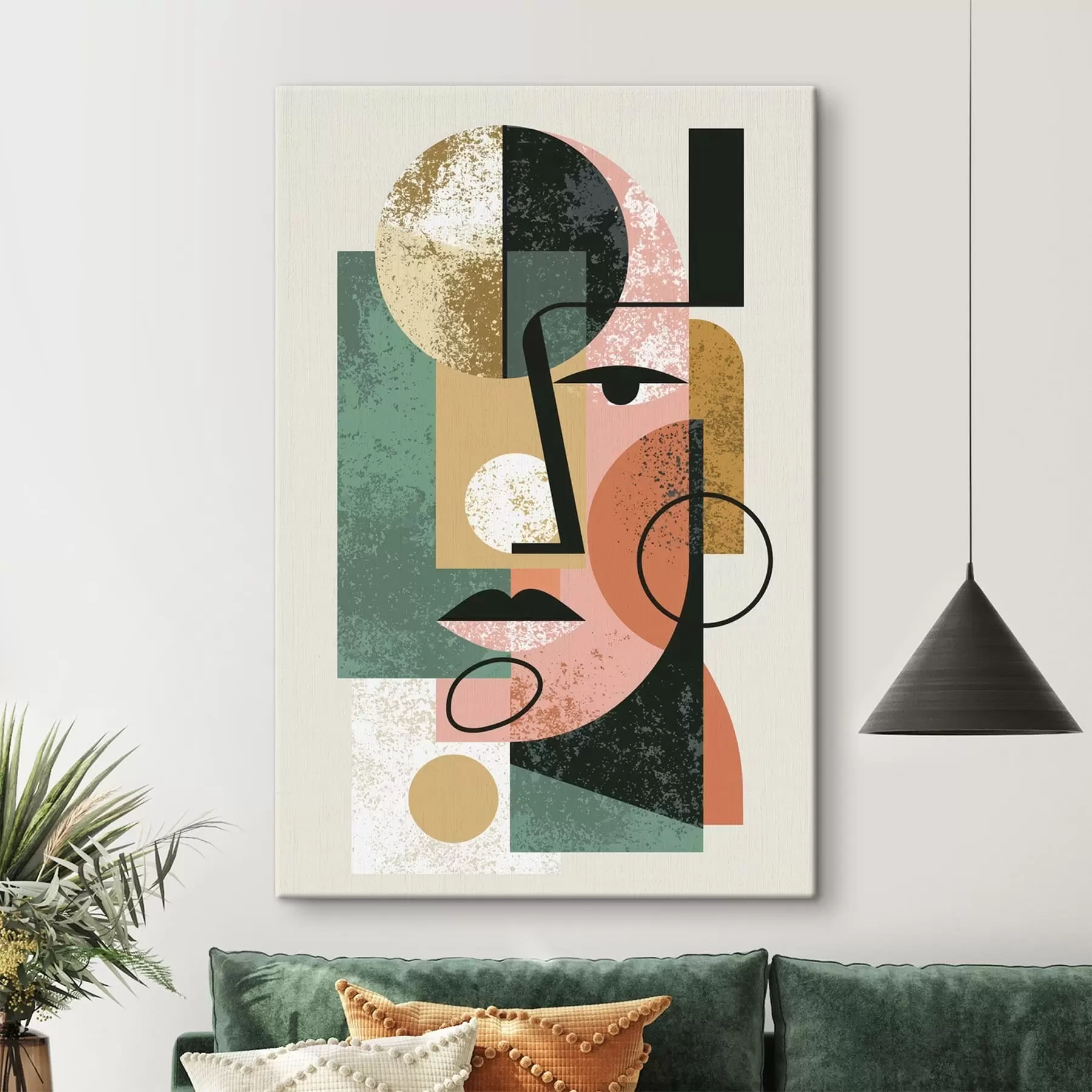  Peintures Portrait abstrait avec des formes géométriques s49342