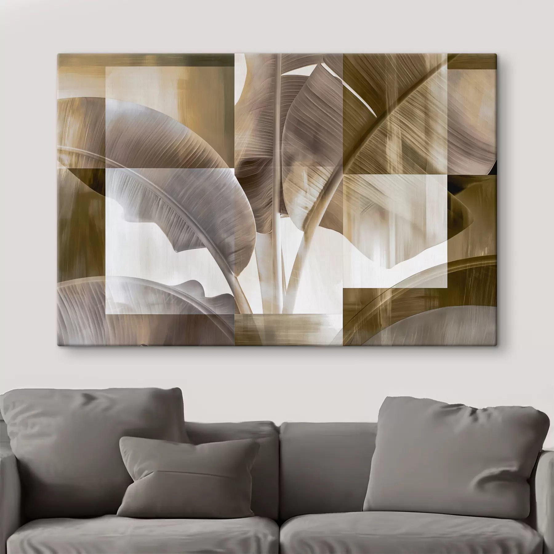  Schilderijen Een moderne botanische abstractie met bananenbladeren s49350