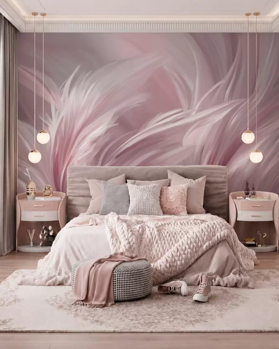 Fotobehang Elegante veren in roze tinten w05658v1