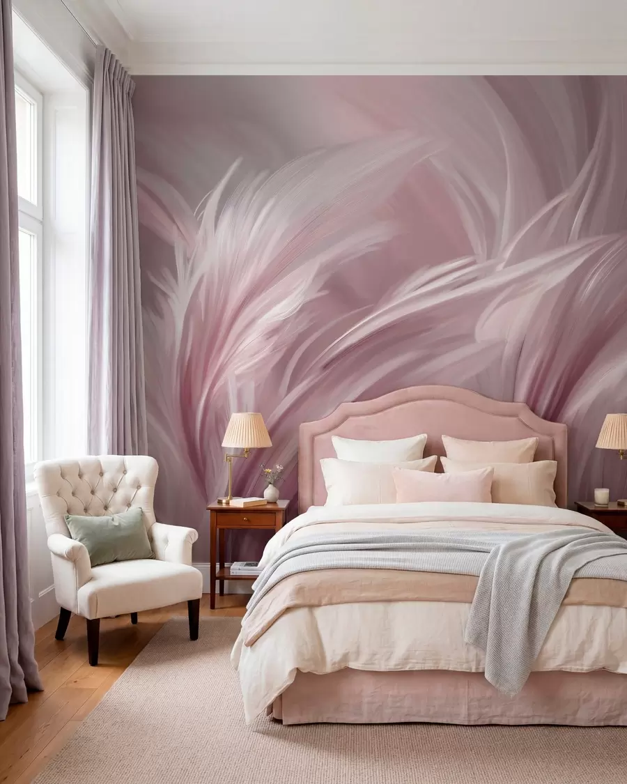Fotobehang Elegante veren in roze tinten w05658v1