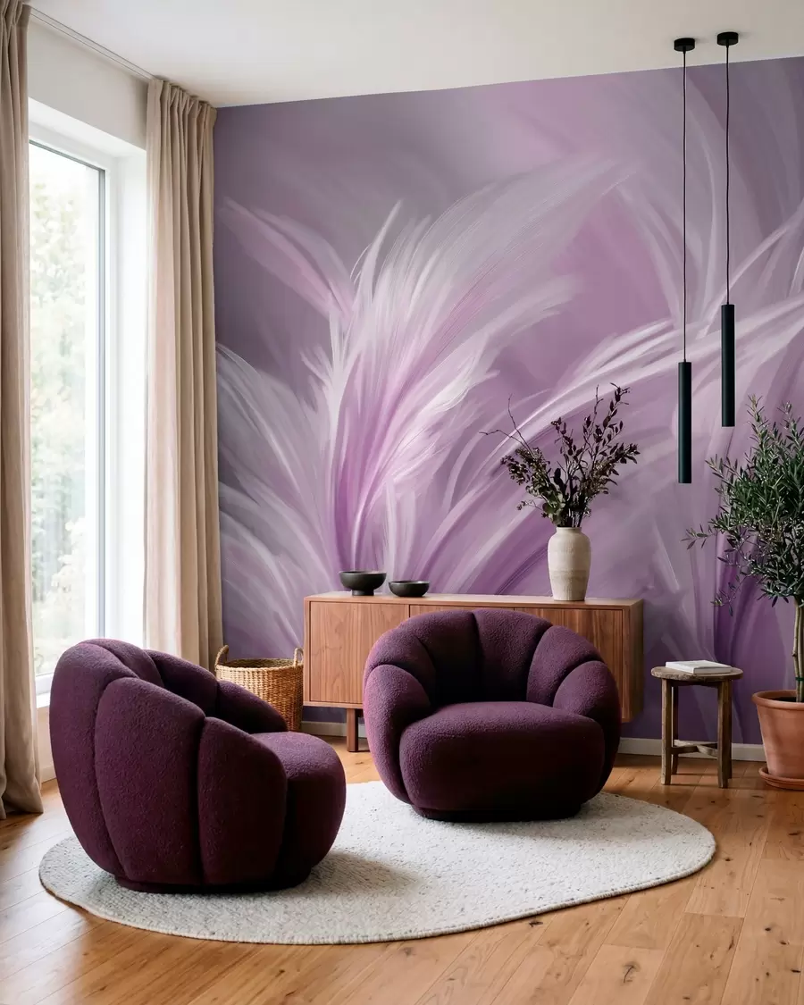 Fotobehang Elegante veren in paarse tinten w05658v2