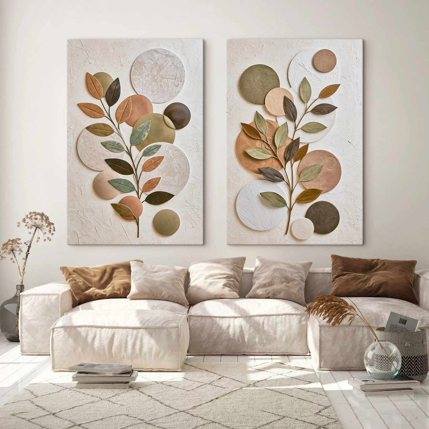  Peintures Une composition abstraite composée de feuilles et de cercles m30529