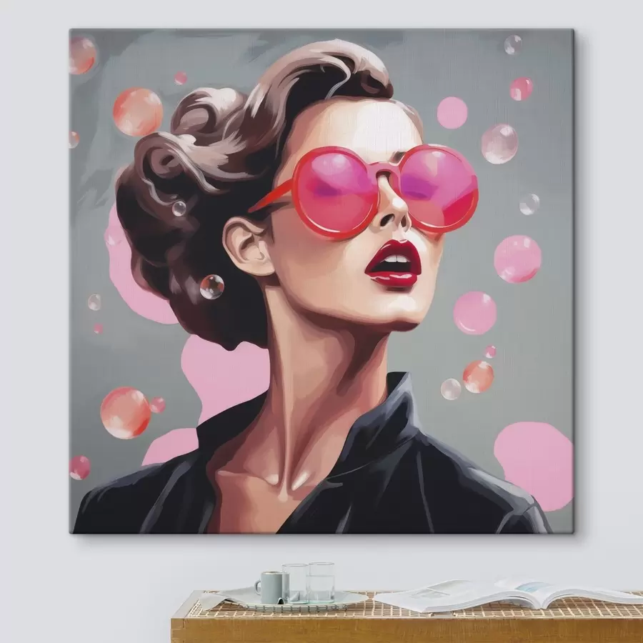  Peintures Illustration représentant une jeune fille portant des lunettes de soleil s49386
