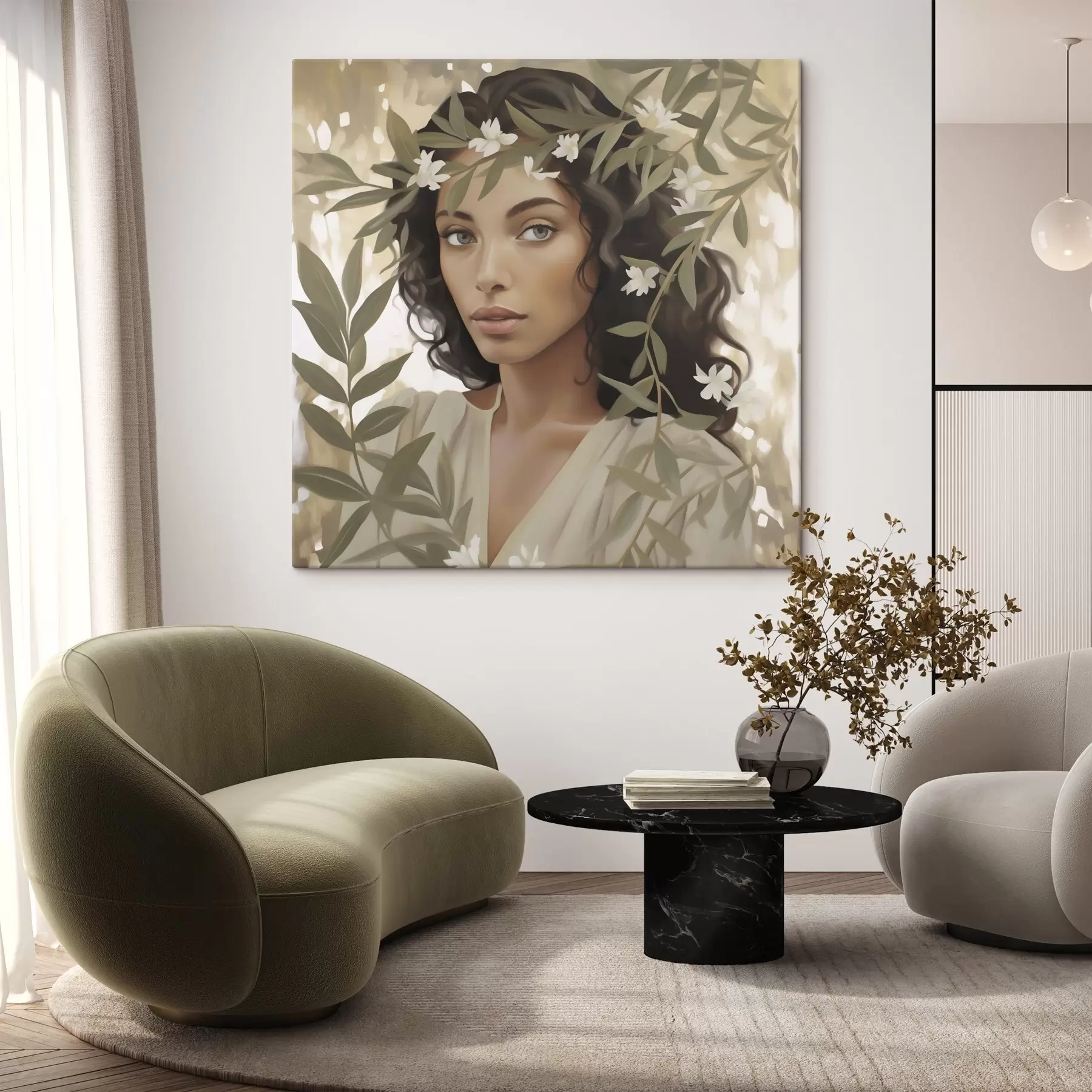  Peintures Une jeune fille parmi les branches (imitation d'un tableau) s49393