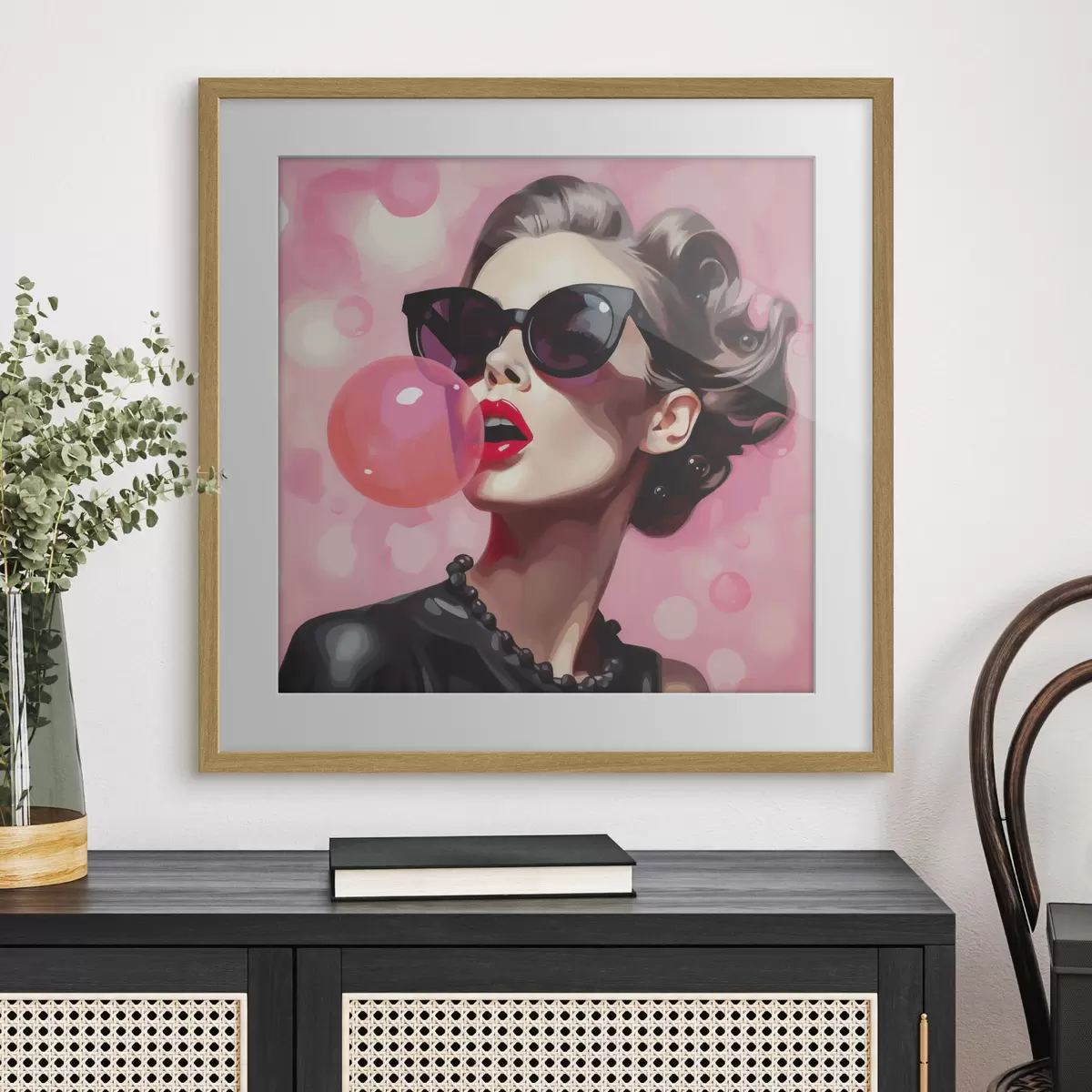 Affiche Illustration représentant une jeune fille portant des lunettes de soleil f49385
