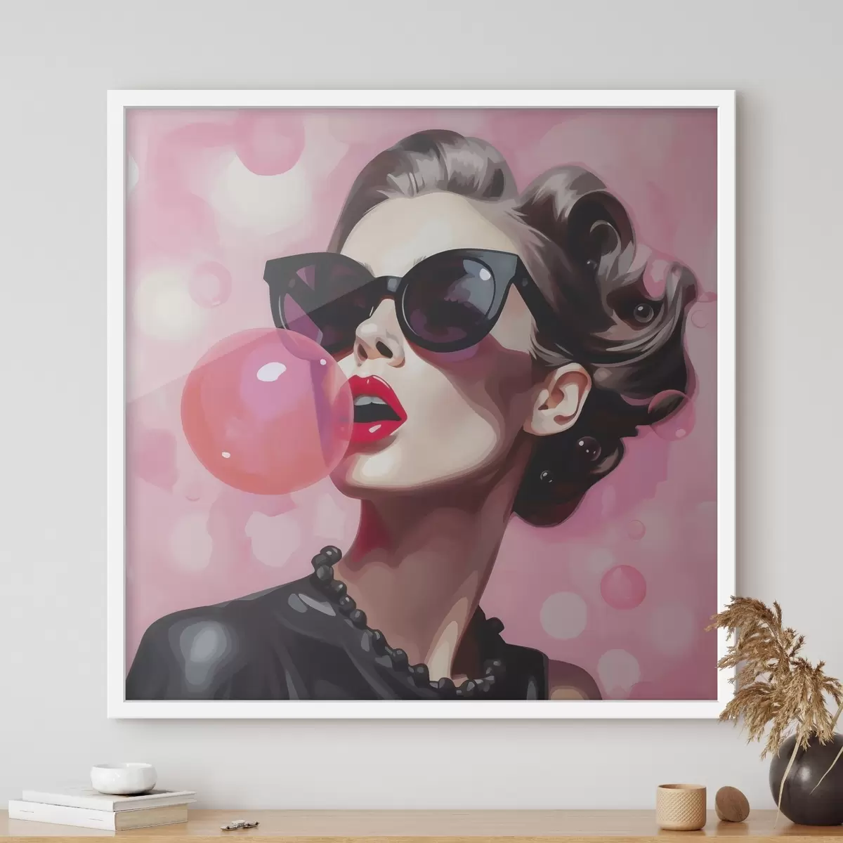 Affiche Illustration représentant une jeune fille portant des lunettes de soleil f49385