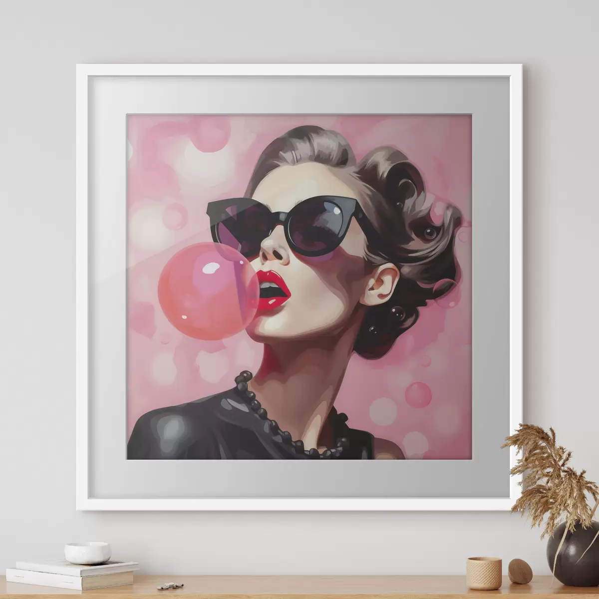 Affiche Illustration représentant une jeune fille portant des lunettes de soleil f49385