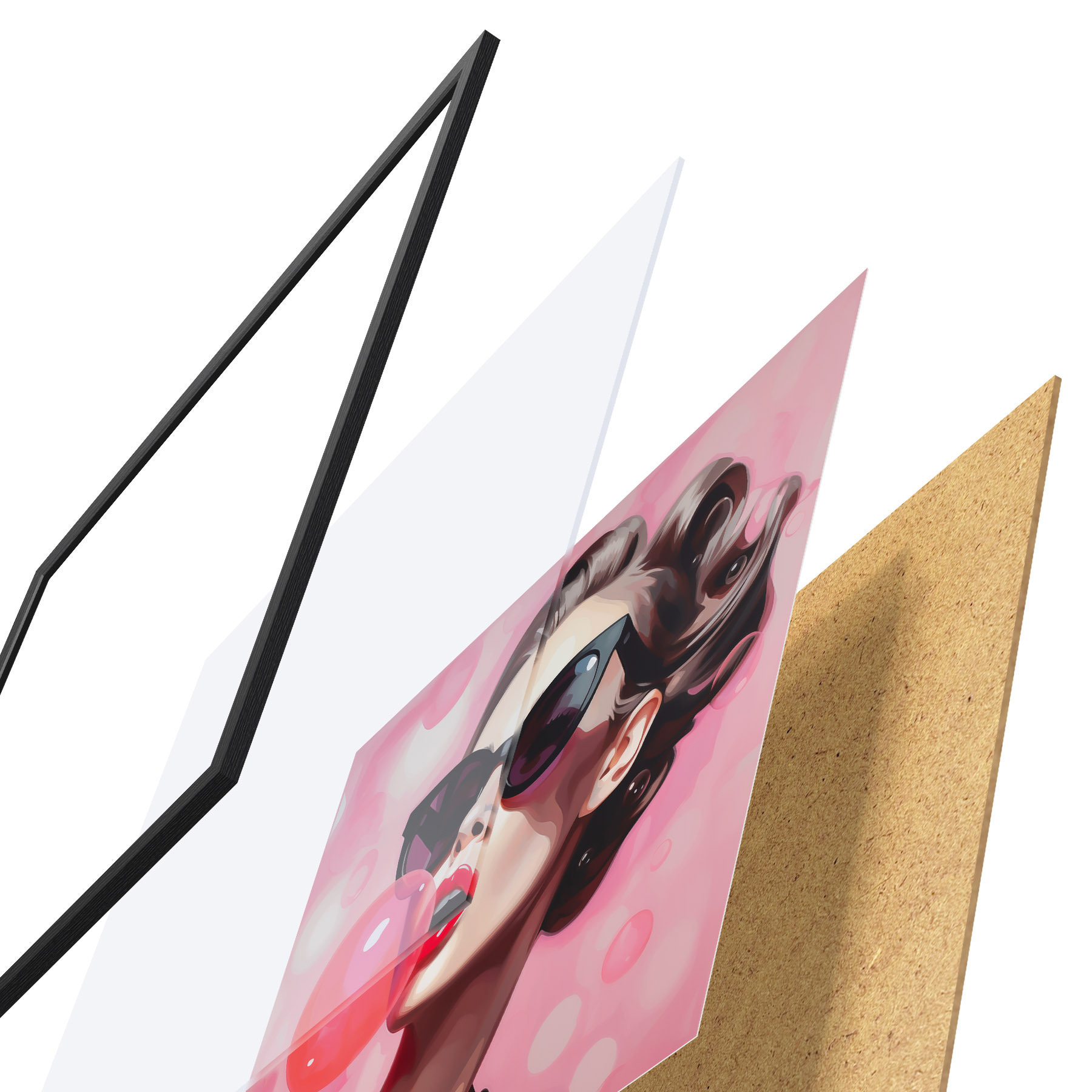 Affiche Illustration représentant une jeune fille portant des lunettes de soleil f49385