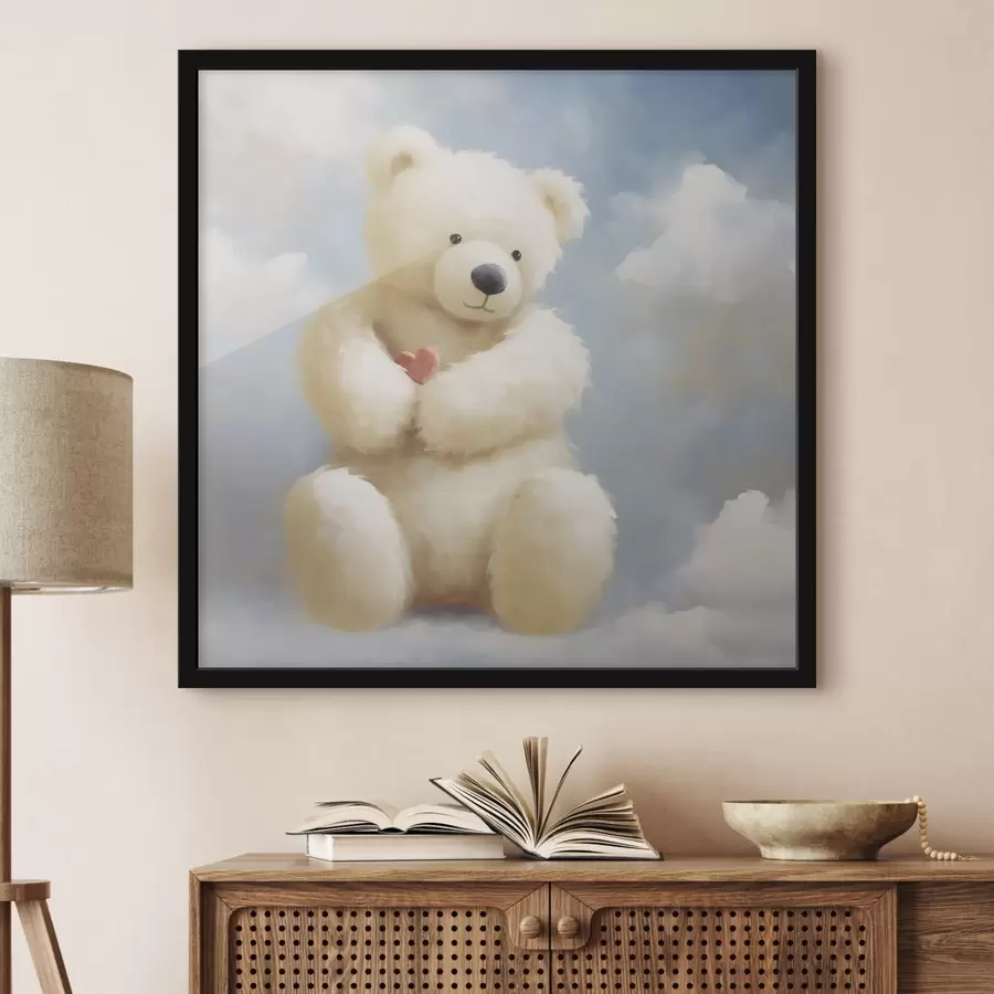 Fotobehang Beer met een klein hartje, imitatieschilderij f49395