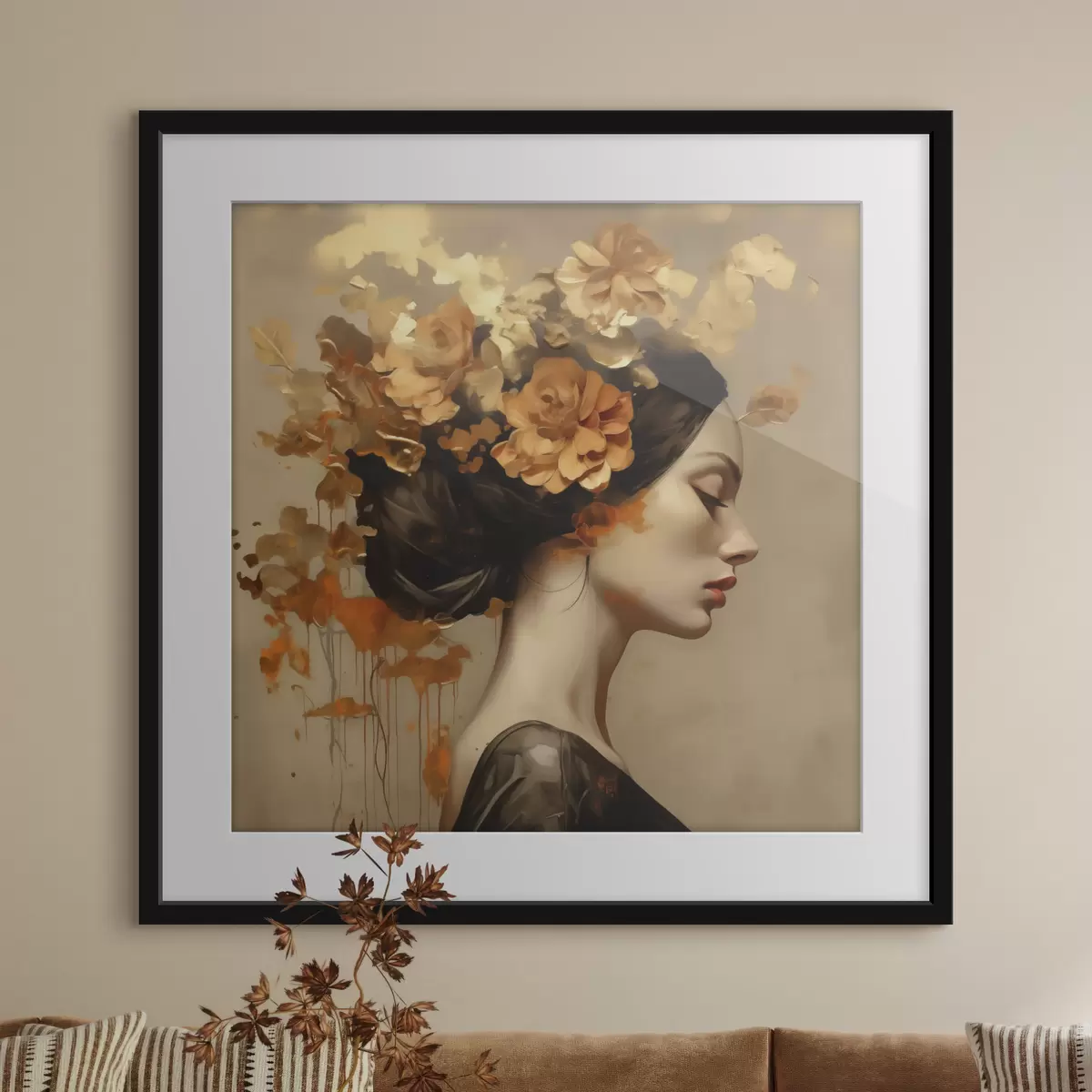 Affiche Reproduction d'un tableau représentant une jeune fille avec des fleurs dans les cheveux f49401