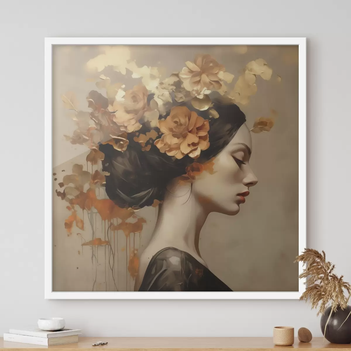 Affiche Reproduction d'un tableau représentant une jeune fille avec des fleurs dans les cheveux f49401